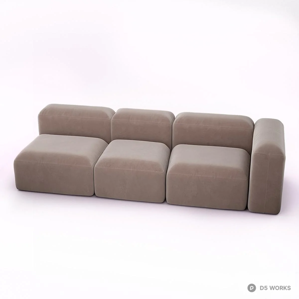 Modular Velvet Sectional Sofa 3d model thumbnail 2