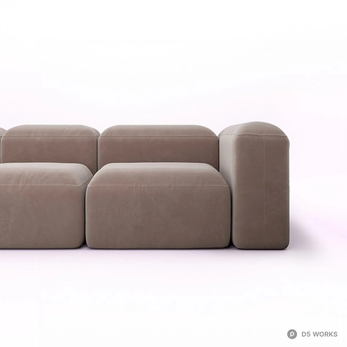 Modular Velvet Sectional Sofa 3d model thumbnail 3