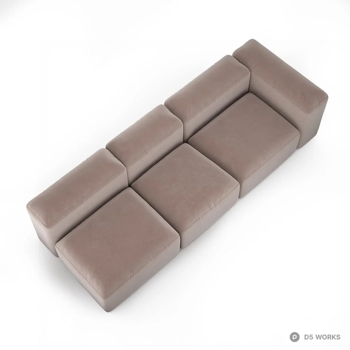 Modular Velvet Sectional Sofa 3d model thumbnail 4