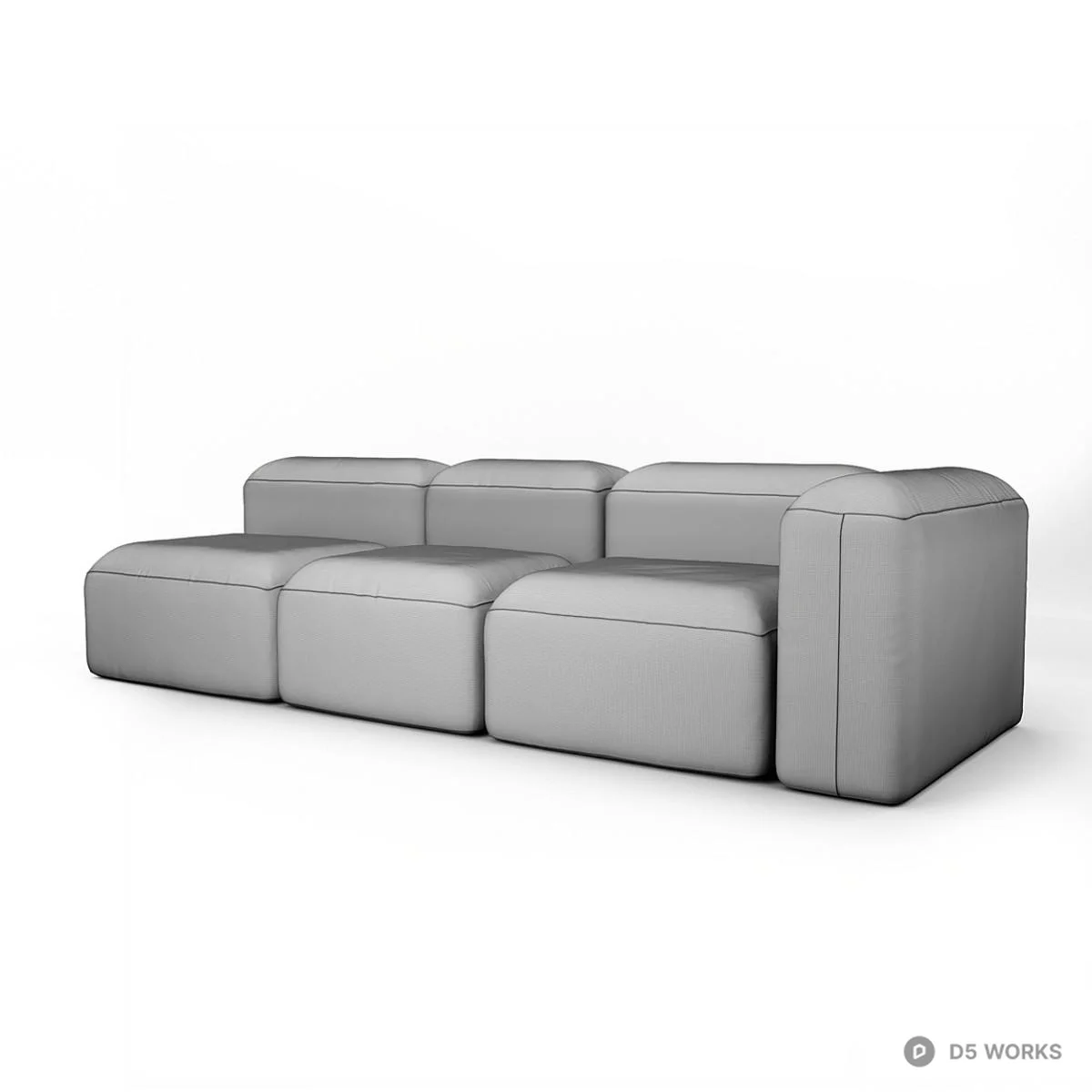 Modular Velvet Sectional Sofa 3d model thumbnail 5