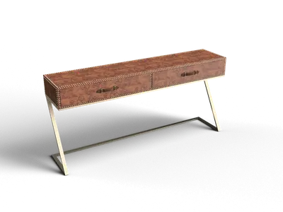 Leather Top Console Table With Metal Legs 3d model