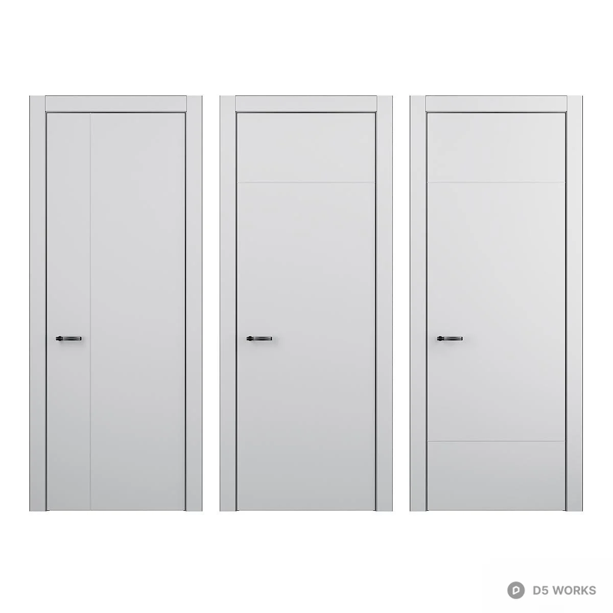 Minimalist White Single Door With Gold Handle 3d model thumbnail 3