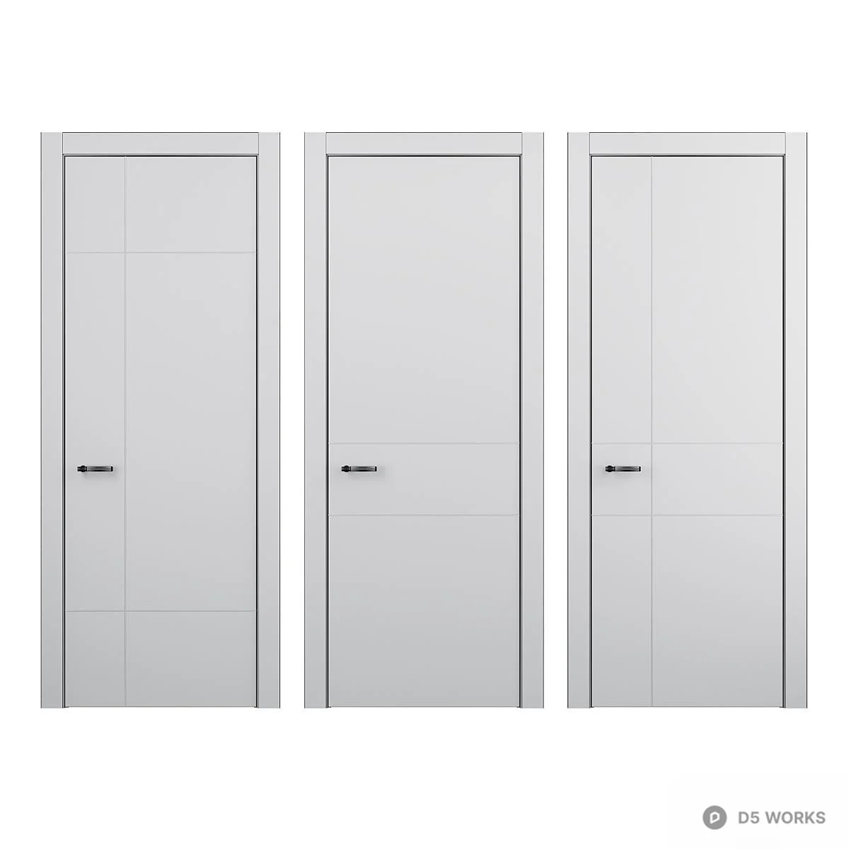 Minimalist White Single Door With Gold Handle 3d model thumbnail 4