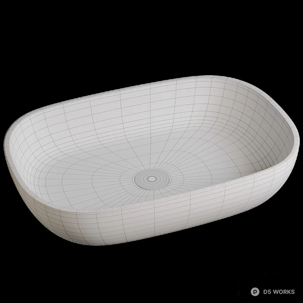 Minimalist Oval White Basin 3d model thumbnail 2