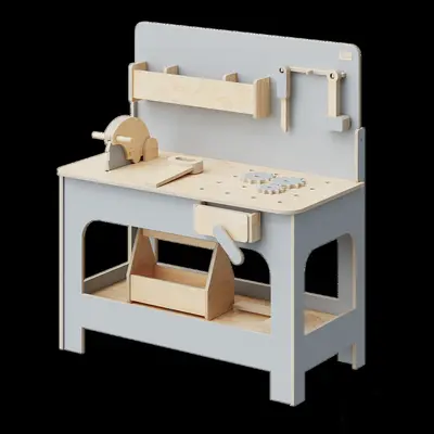Minimalist Wooden Workbench With Tool Storage 3d model