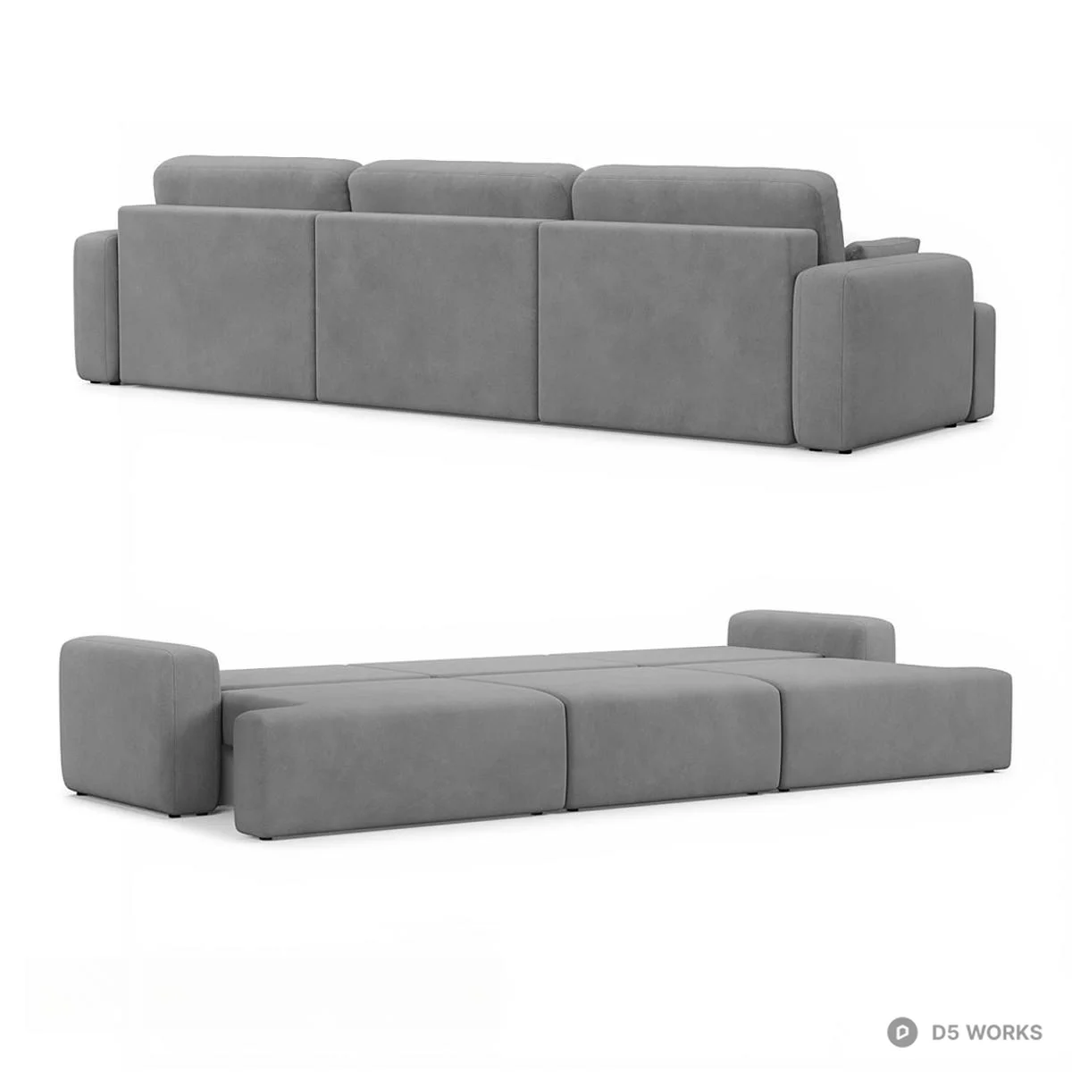 Modular Gray Fabric Sectional Sofa 3d model thumbnail 2