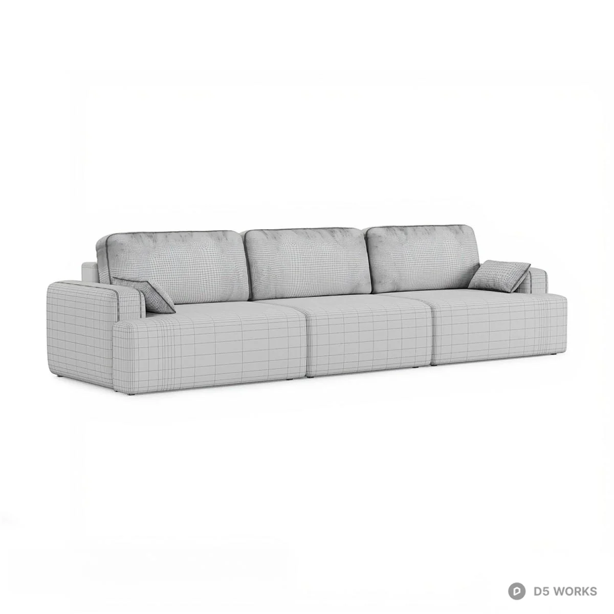 Modular Gray Fabric Sectional Sofa 3d model thumbnail 3