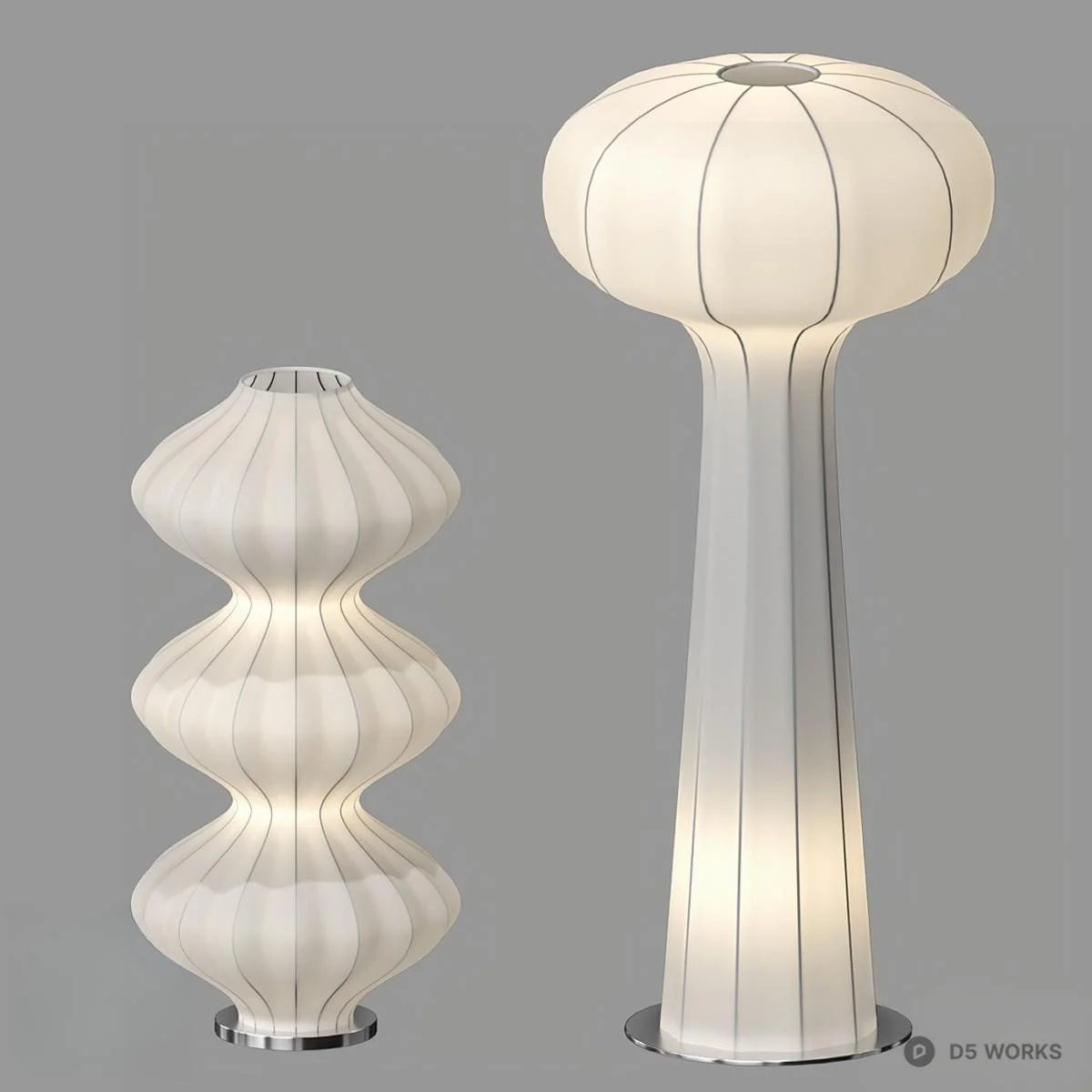 Sculptural Pleated Fabric Floor Lamp 3d model - Image 1