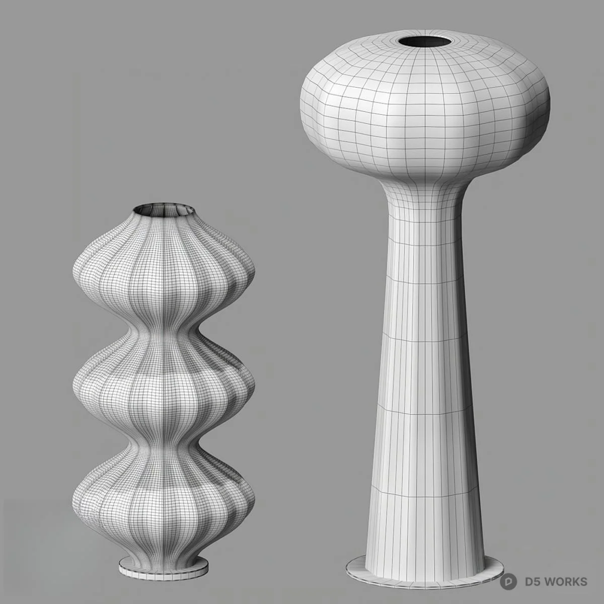 Sculptural Pleated Fabric Floor Lamp 3d model thumbnail 2