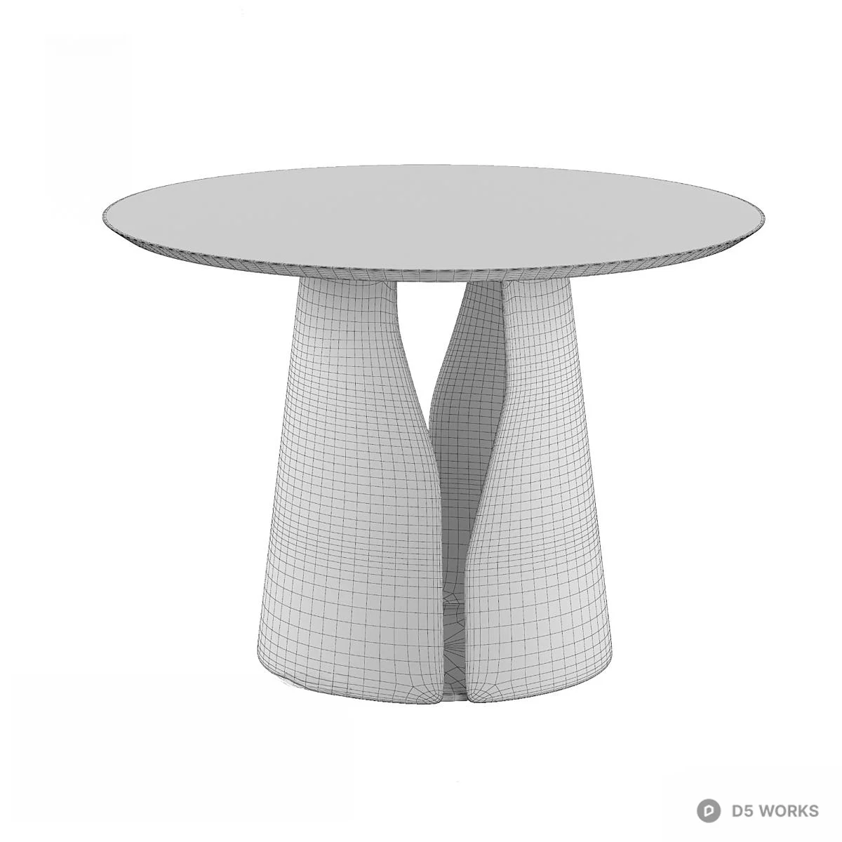 Sleek Split Base Dining Table 3d model thumbnail 2