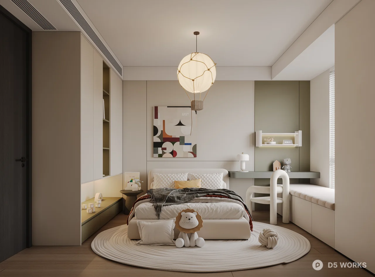 Modern Universal Children Room with Playful Ambiance 3d model - Image 1