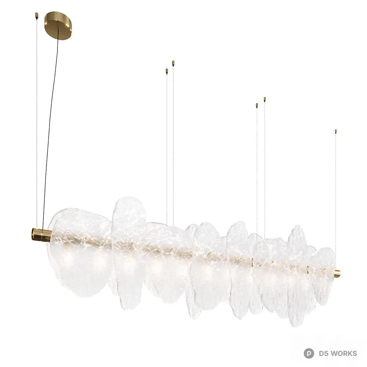 Organic Glass Petal Chandelier 3d model thumbnail 2
