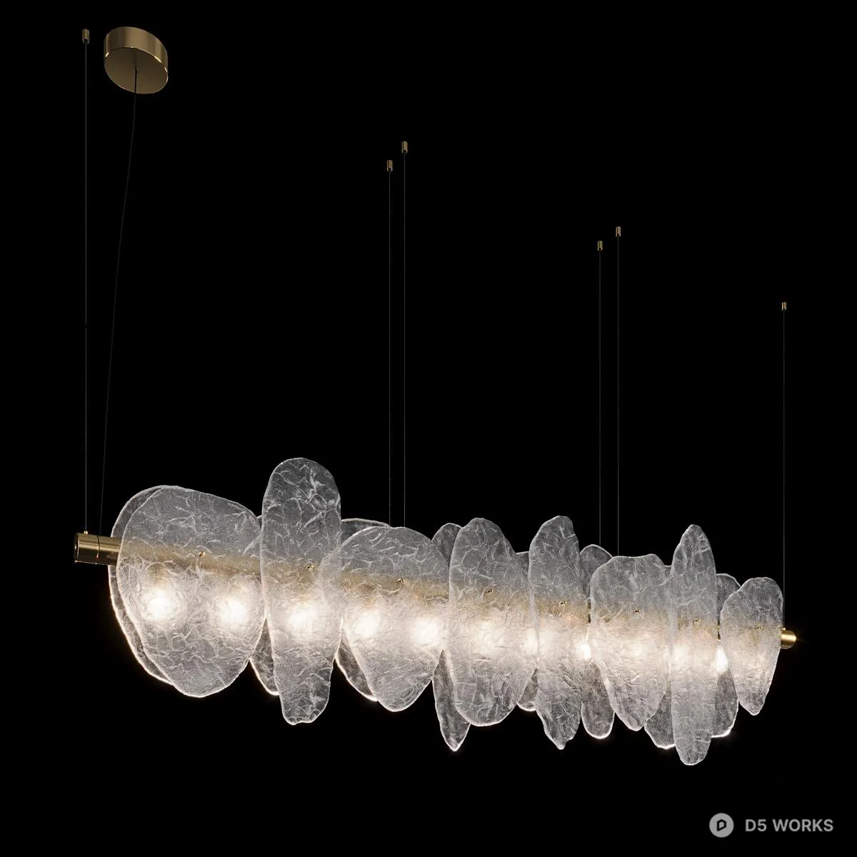 Organic Glass Petal Chandelier 3d model - Image 1