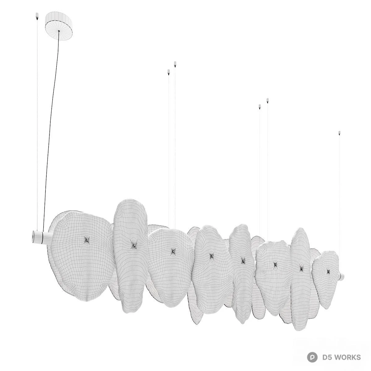 Organic Glass Petal Chandelier 3d model thumbnail 4