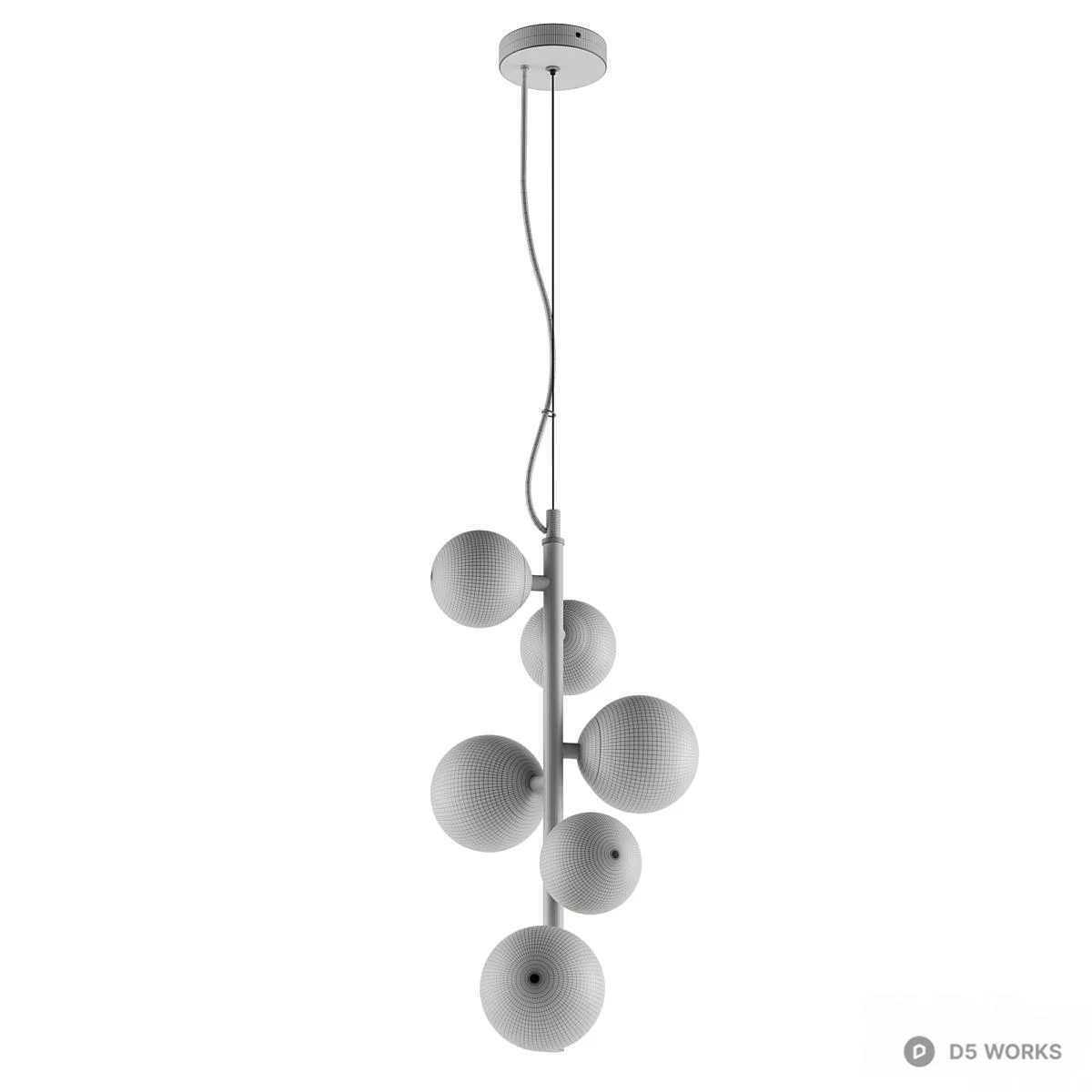 Black Orb Cluster Pendant Light 3d model thumbnail 2