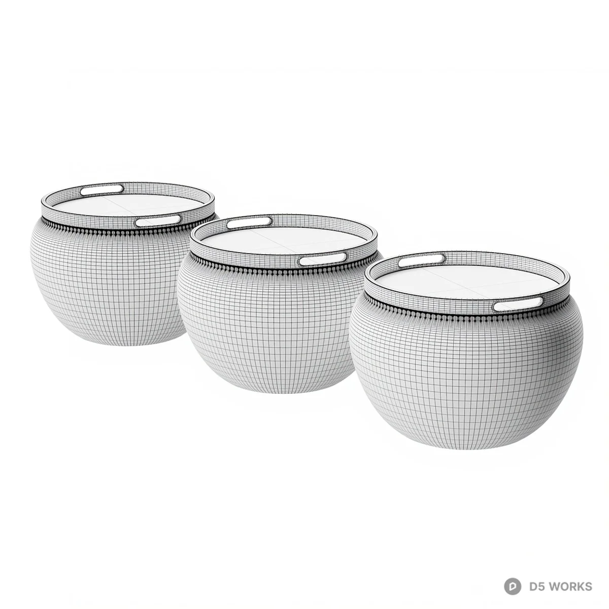 Ceramic Tray Top Side Table 3d model thumbnail 2
