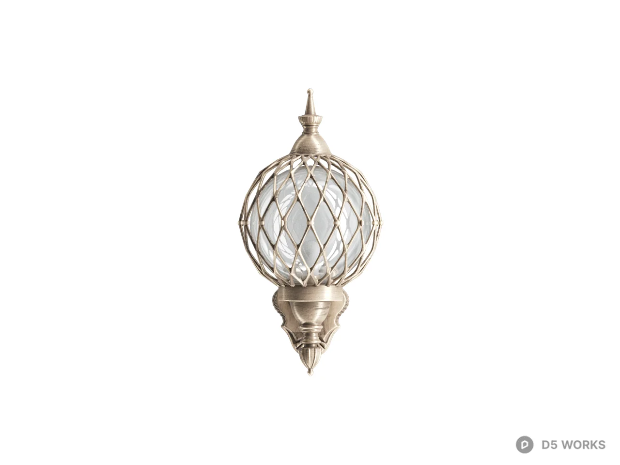 Ornate Metal Crystal Wall Sconce 3d model thumbnail 2