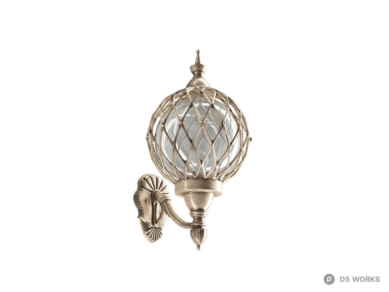 Ornate Metal Crystal Wall Sconce 3d model - Image 1
