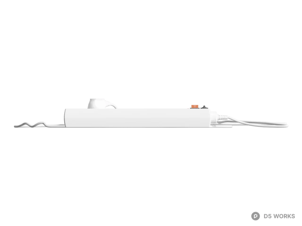 White Multi Socket Power Strip 3d model thumbnail 2