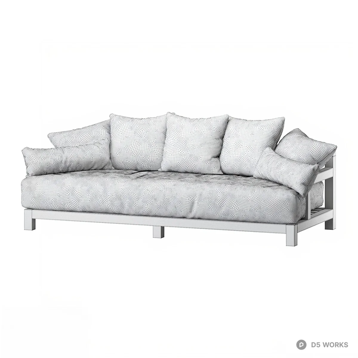 Minimalist Wood Frame Three Seater Sofa 3d model thumbnail 2
