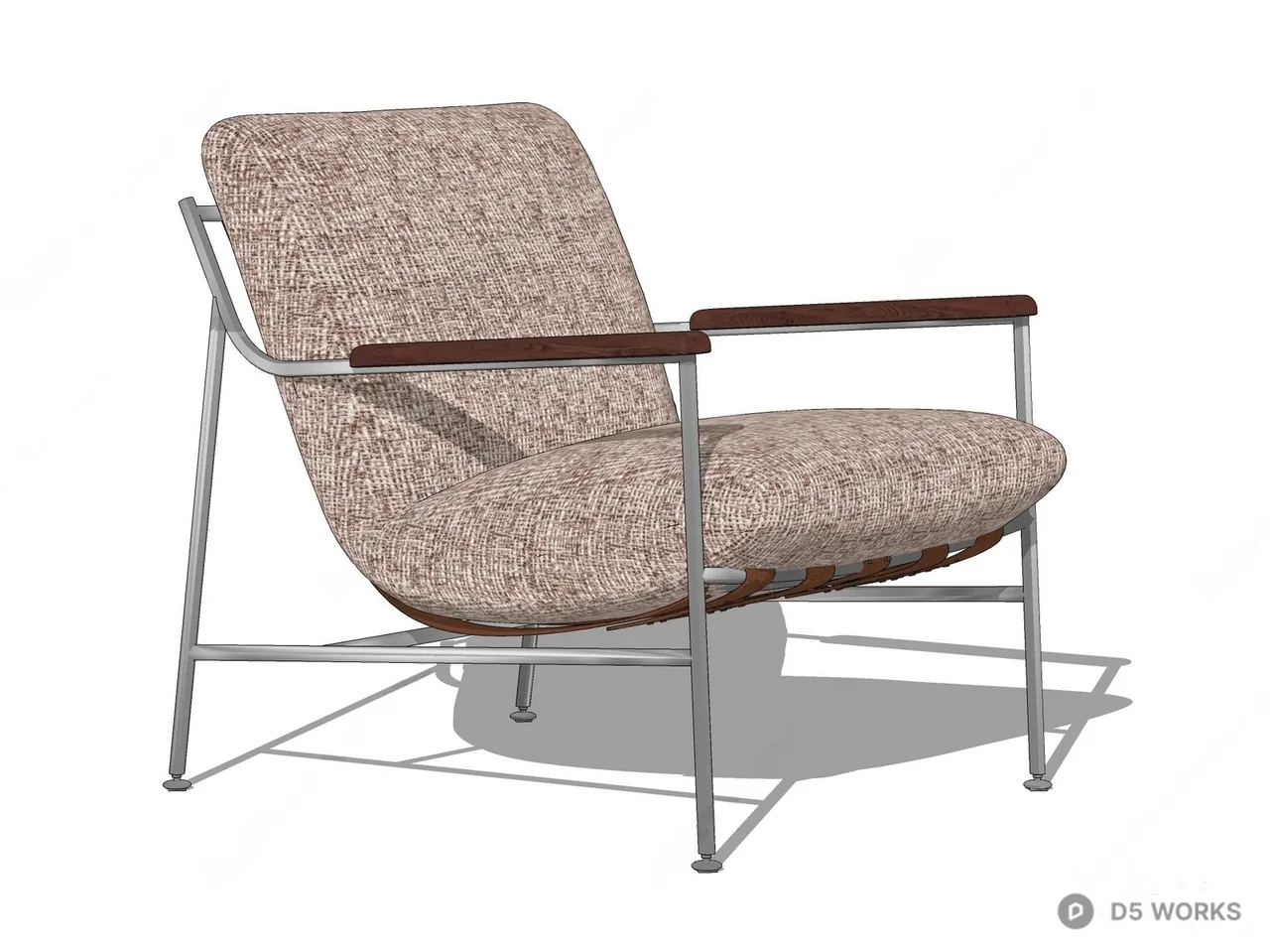 Mid-Century Modern Upholstered Armchair 3d model thumbnail 2