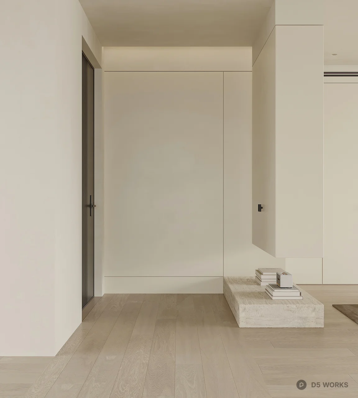 Minimalist Entryway with Floating Cabinet 3d model thumbnail 2