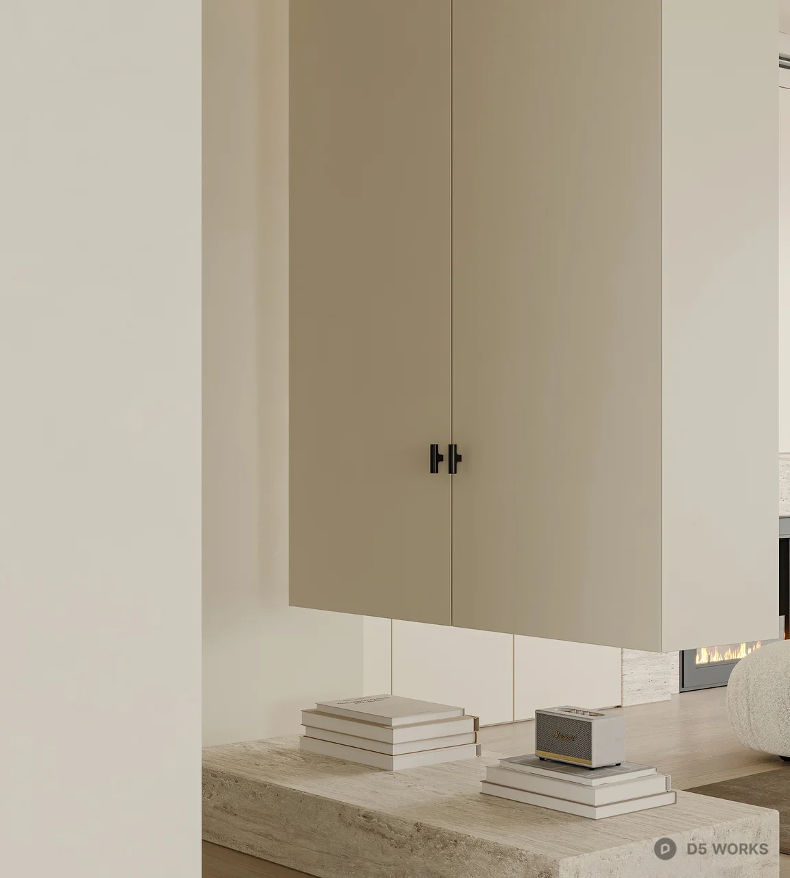 Minimalist Entryway with Floating Cabinet 3d model thumbnail 3