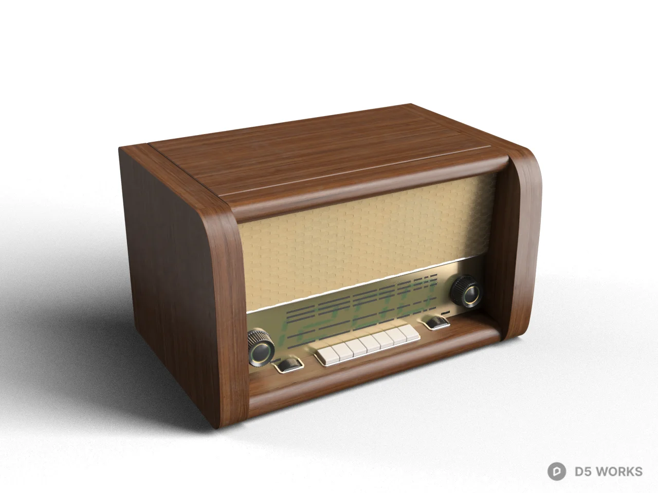 Retro Wooden Radio 3d model - Image 1