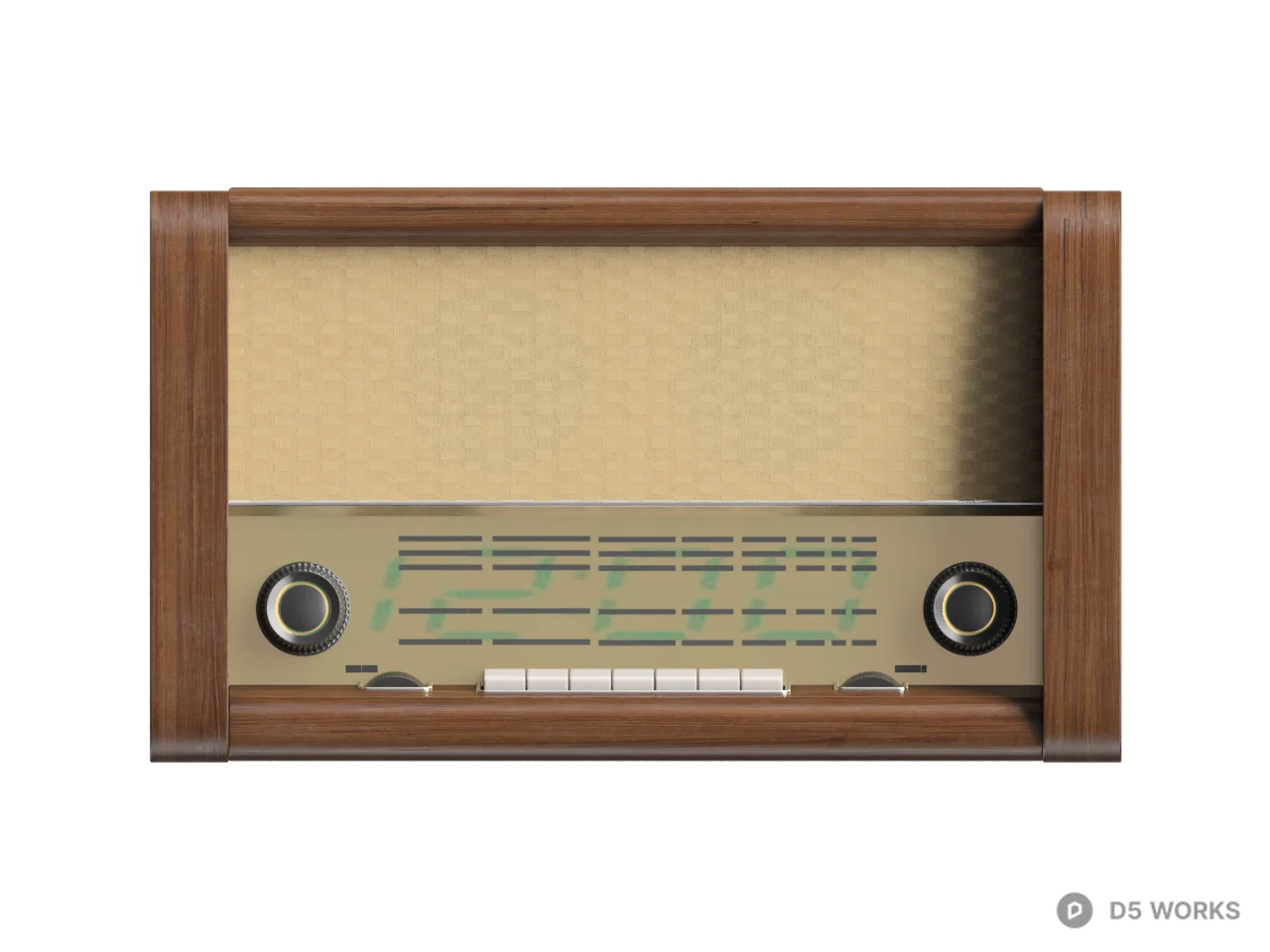 Retro Wooden Radio 3d model thumbnail 2