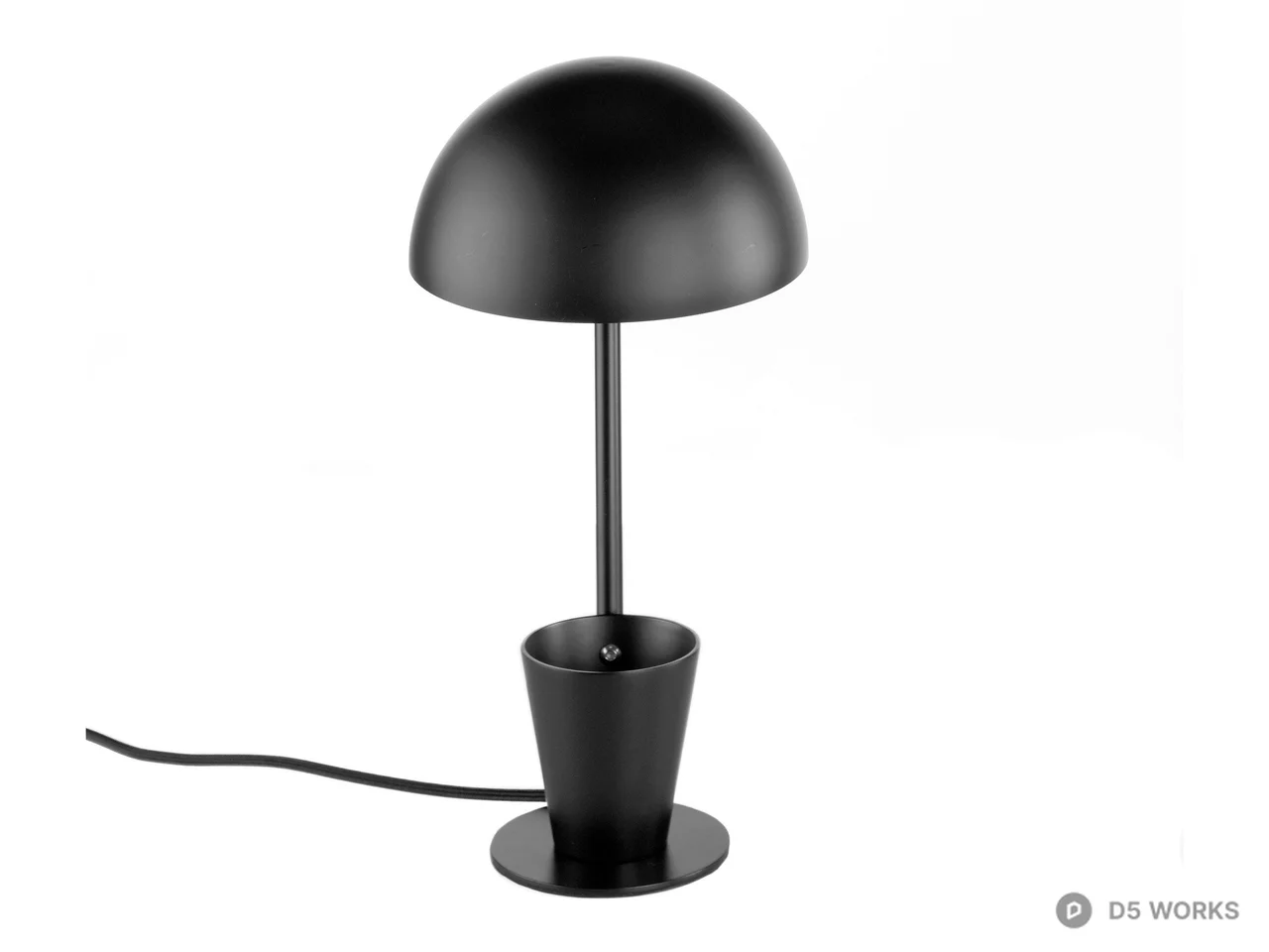 Matte Black Minimalist Desk Lamp 3d model thumbnail 2
