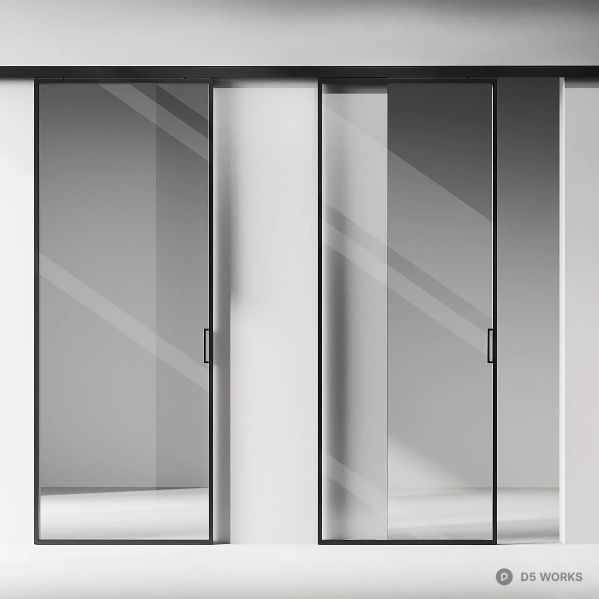 Minimalist Frameless Sliding Door 3d model - Image 1