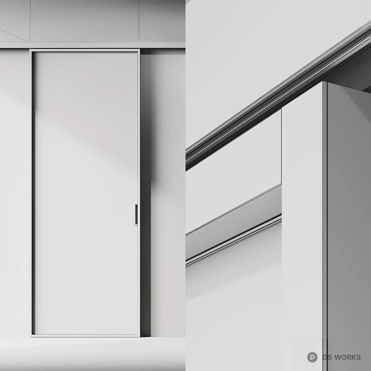 Minimalist Frameless Sliding Door 3d model thumbnail 3