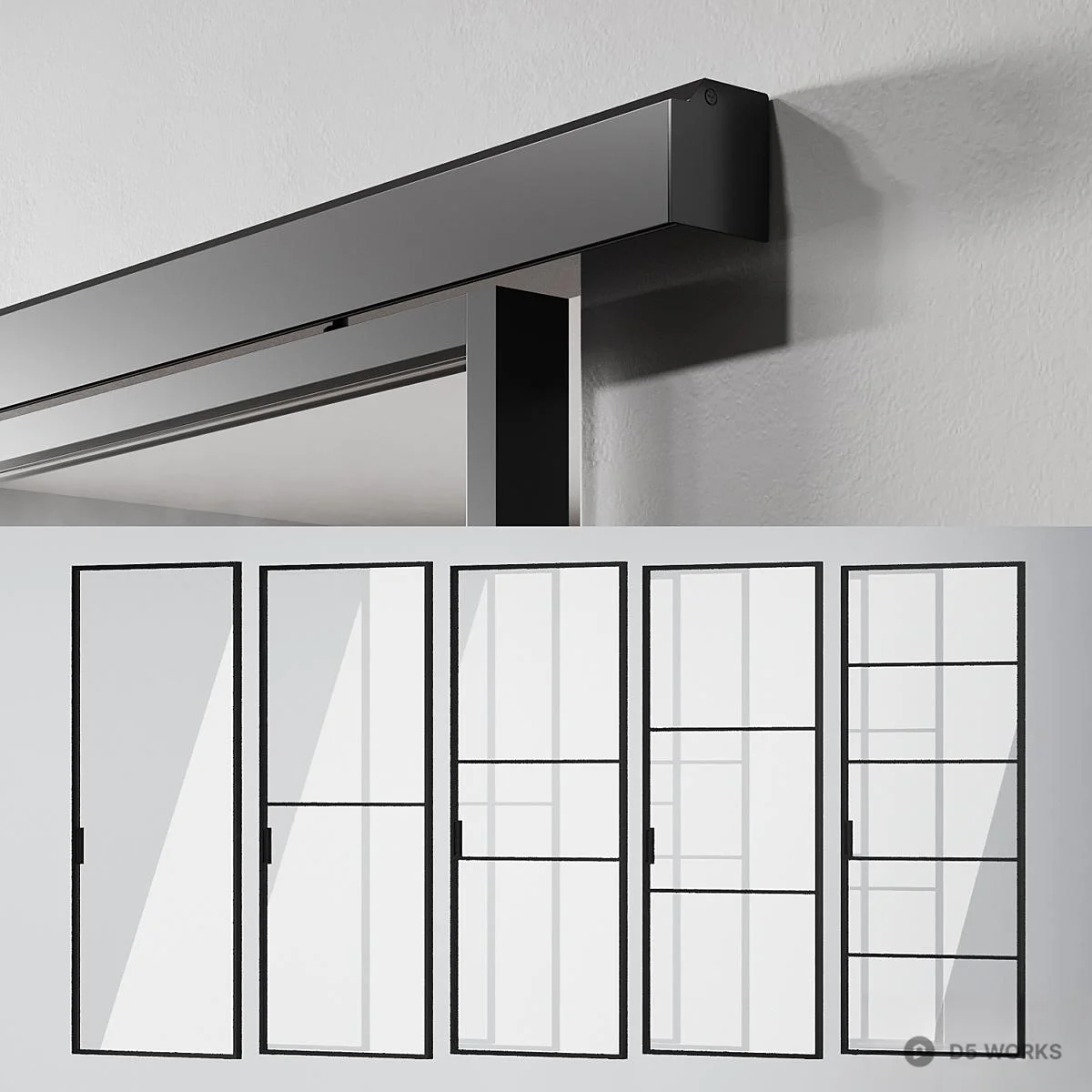 Minimalist Frameless Sliding Door 3d model thumbnail 2