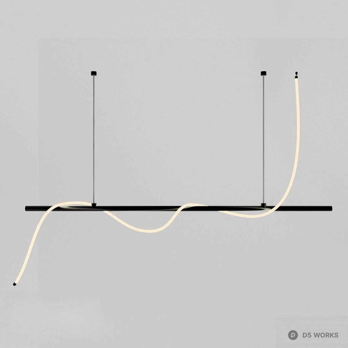 Minimalist Linear Suspension Light 3d model thumbnail 2