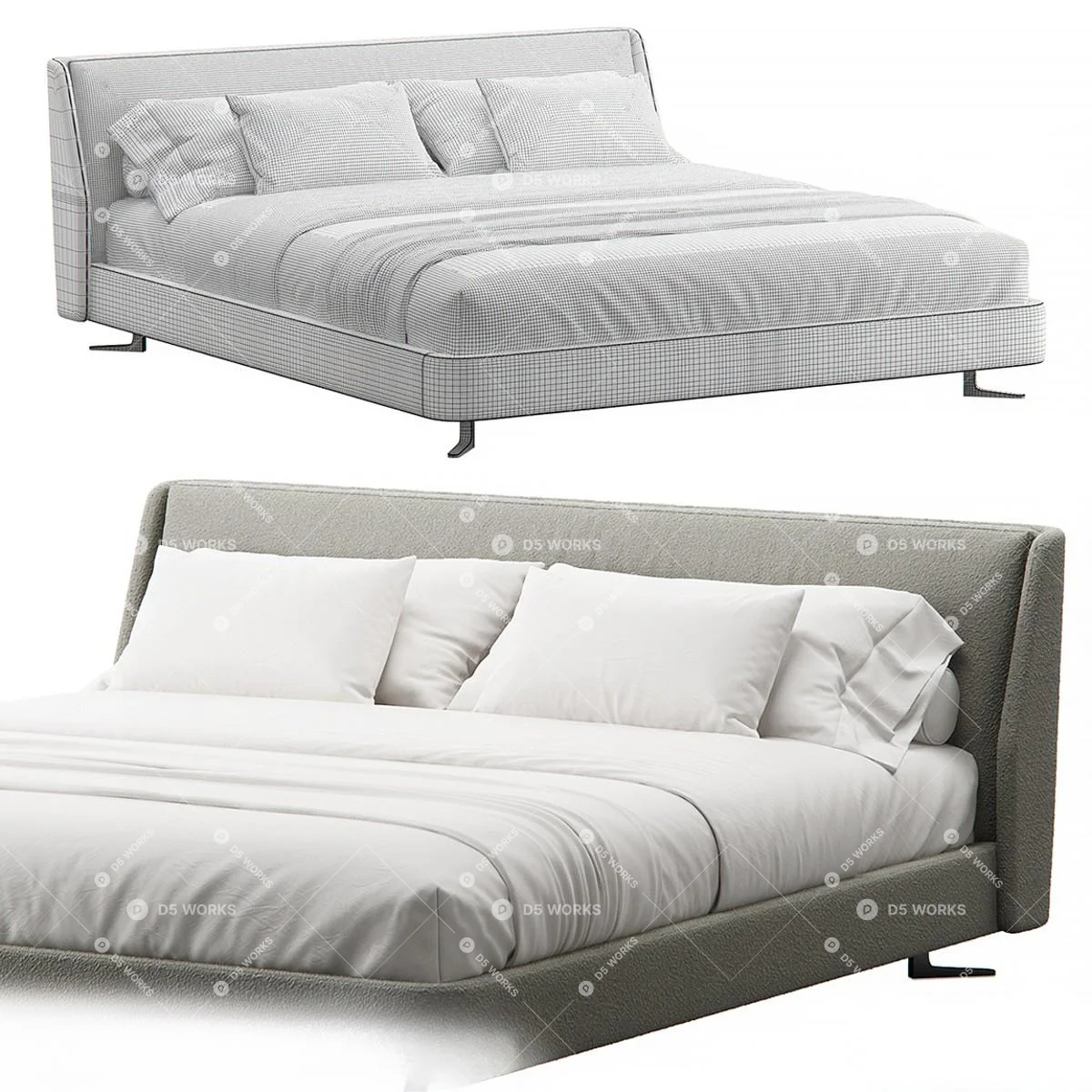 Modern Double Bed 3d model thumbnail 3