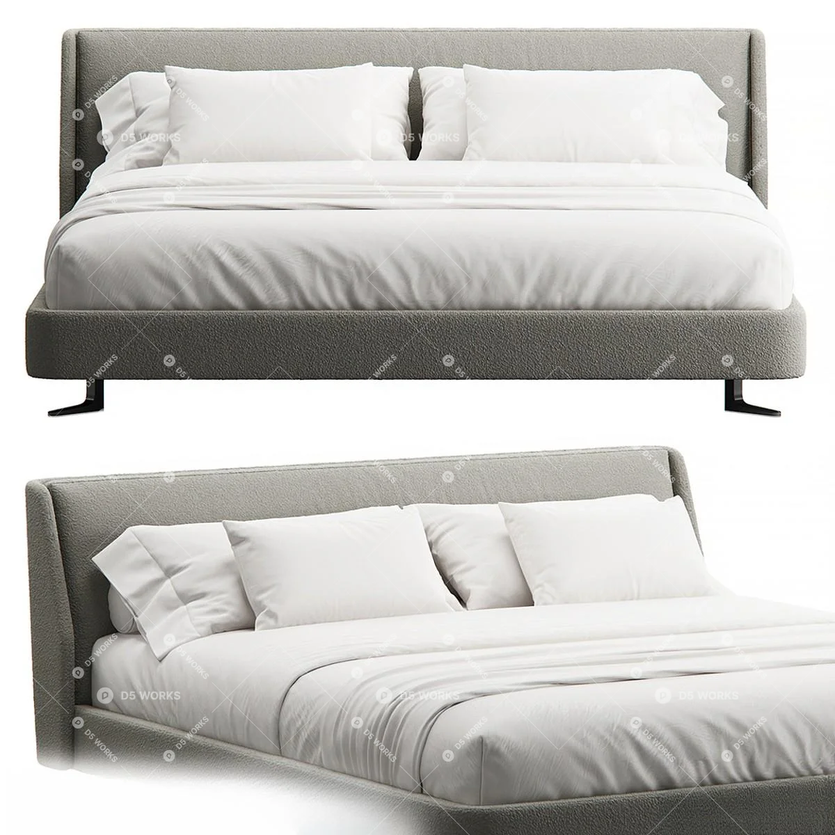 Modern Double Bed 3d model thumbnail 2