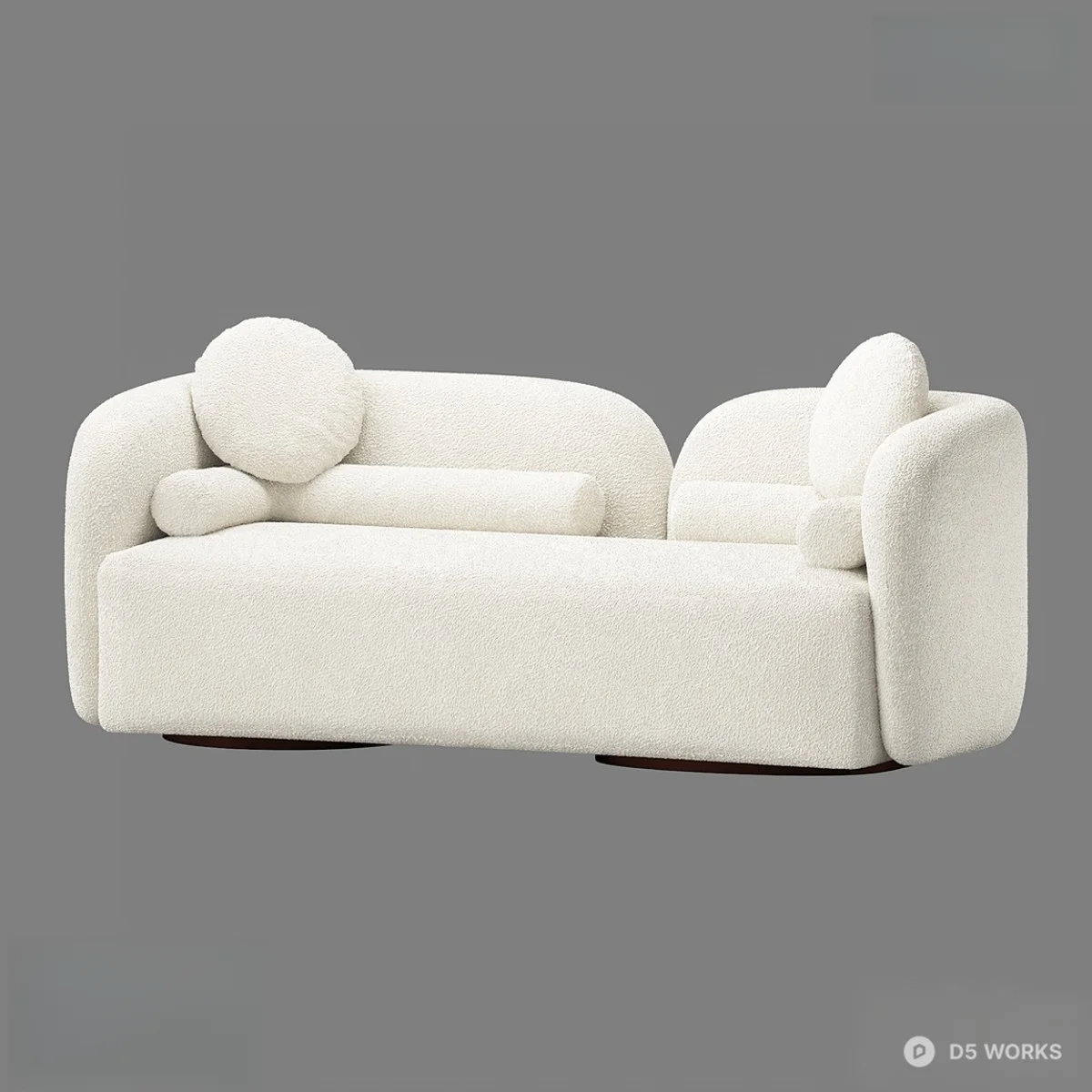 Cloud White Bouclé Three Seater Sofa 3d model - Image 1