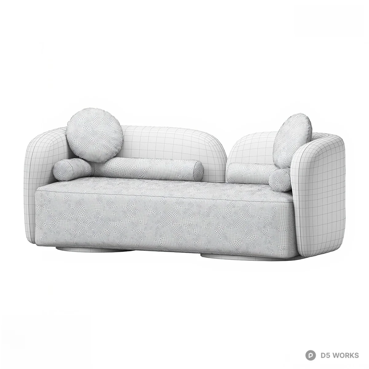 Cloud White Bouclé Three Seater Sofa 3d model thumbnail 2