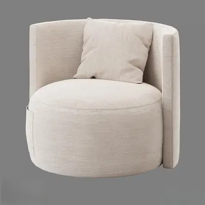 Round Upholstered Armchair 3d model