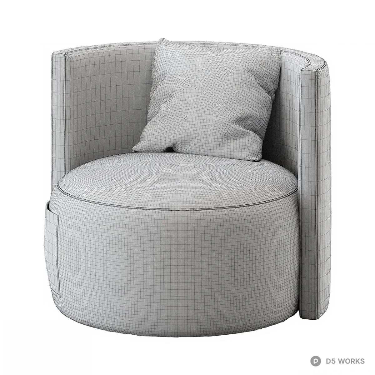 Round Upholstered Armchair 3d model thumbnail 2