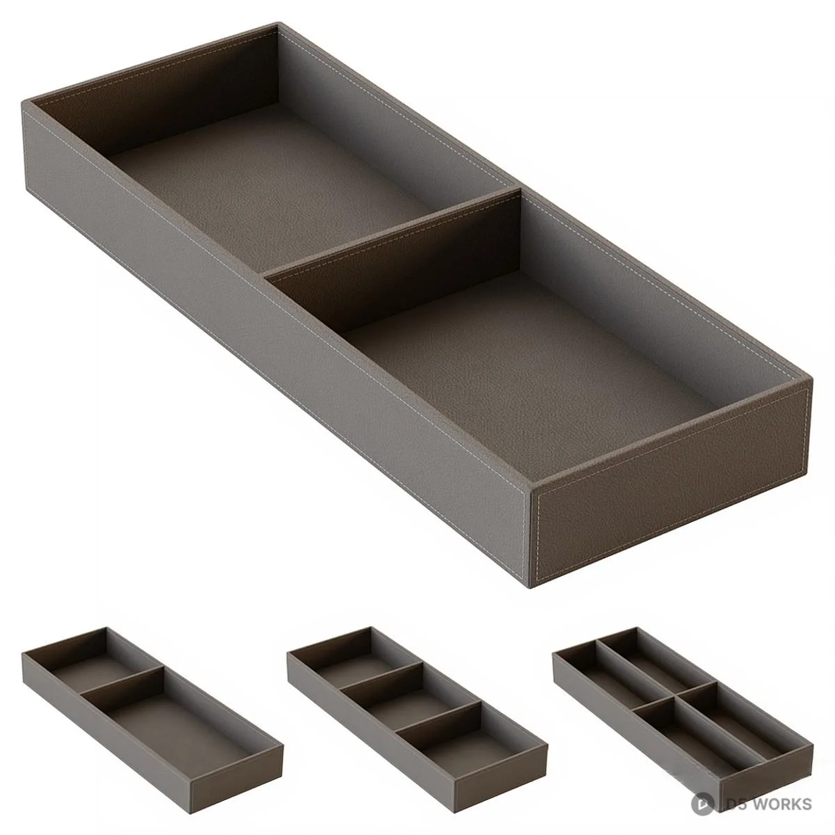 Leatherette Divided Storage Box Set 3d model - Image 1