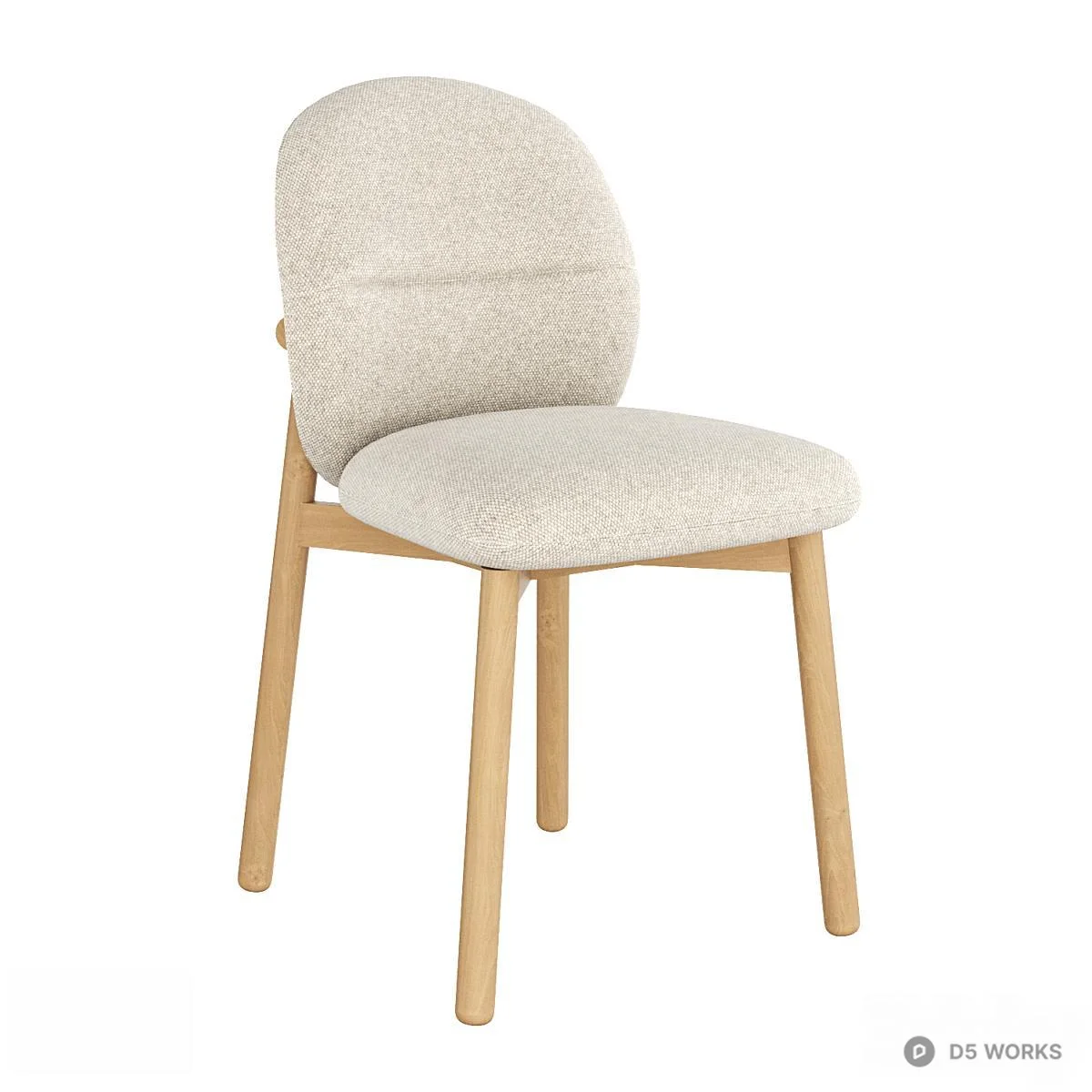 Minimalist Upholstered Dining Chair 3d model - Image 1