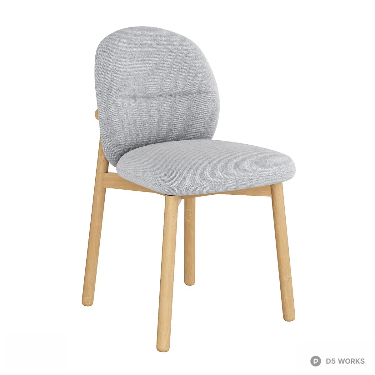 Minimalist Upholstered Dining Chair 3d model thumbnail 2