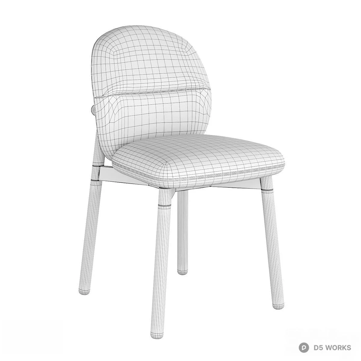 Minimalist Upholstered Dining Chair 3d model thumbnail 5