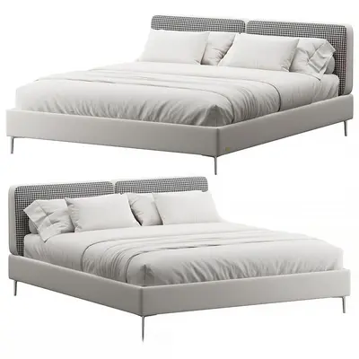 Houndstooth Headboard Double Bed 3d model