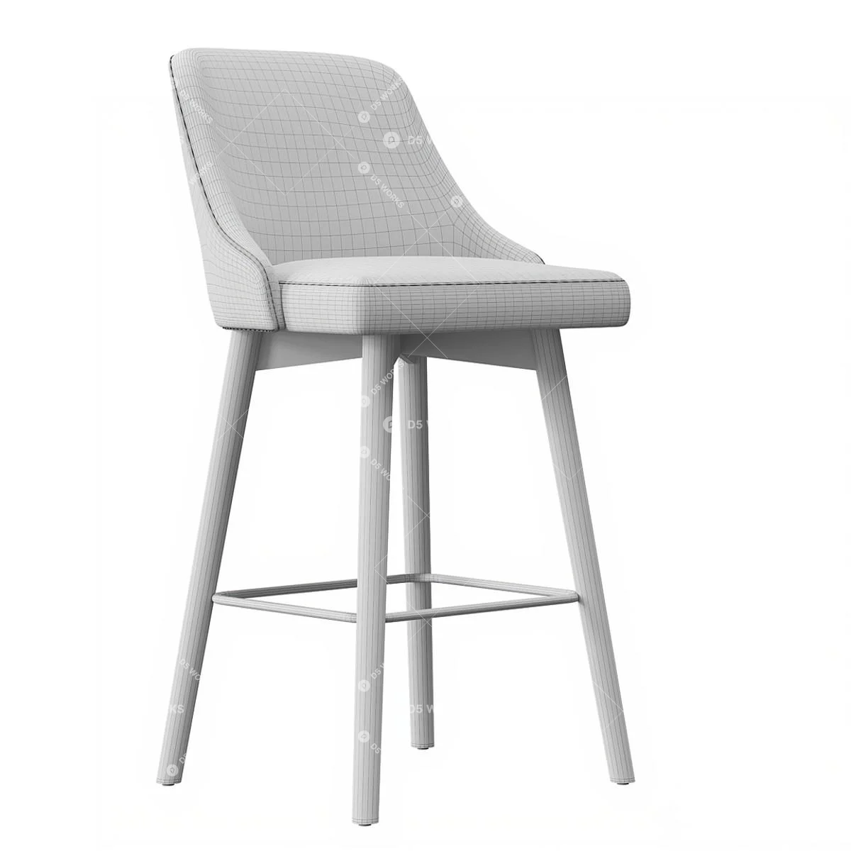 Organic Modern Bar Chair 3d model thumbnail 3