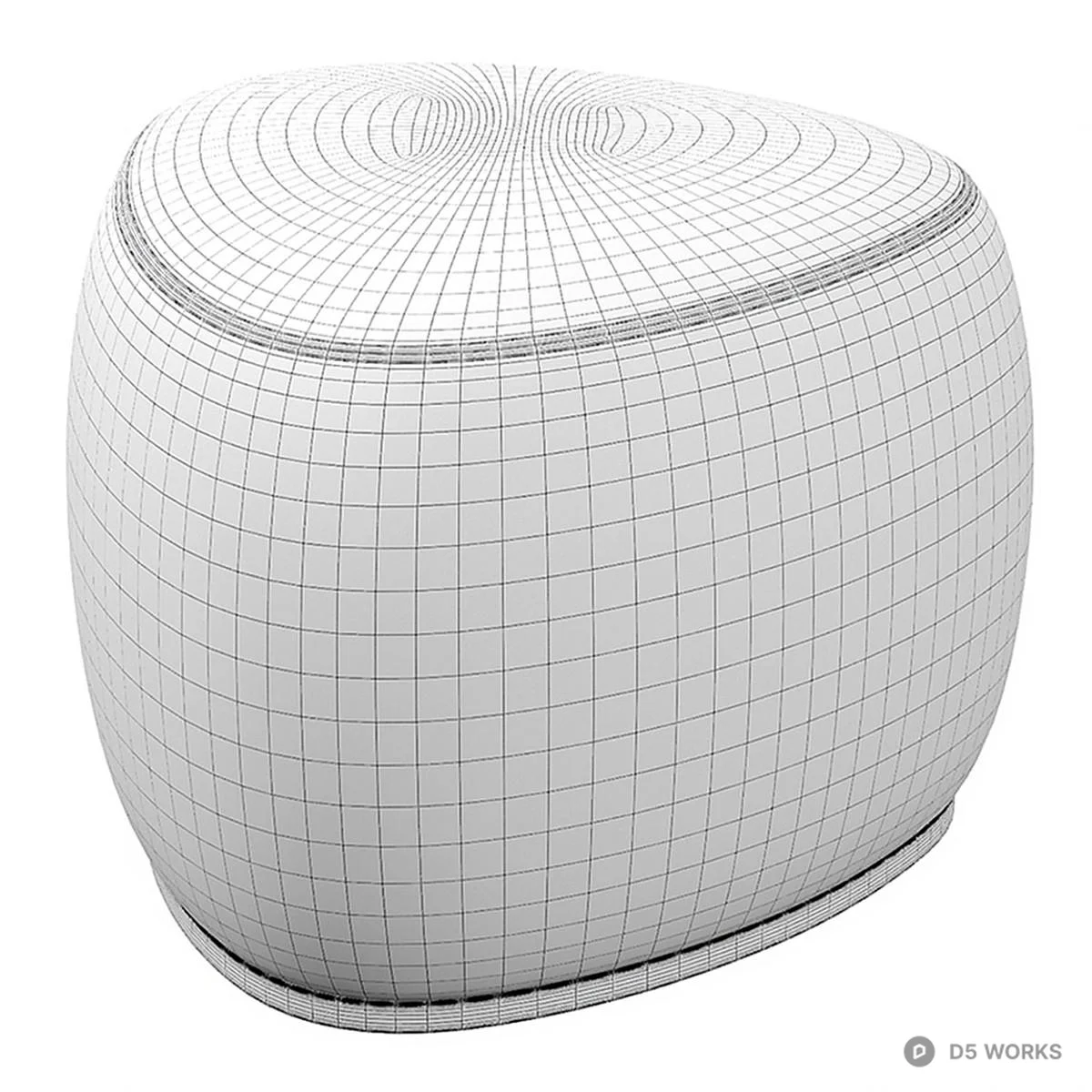 Textured Fabric Upholstered Stool 3d model thumbnail 2