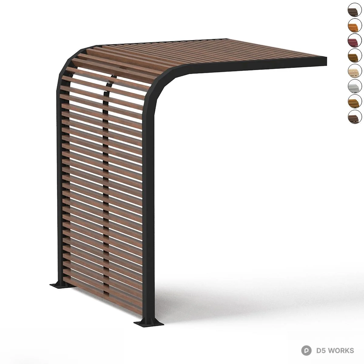 Curved Slatted Outdoor Table 3d model - Image 1