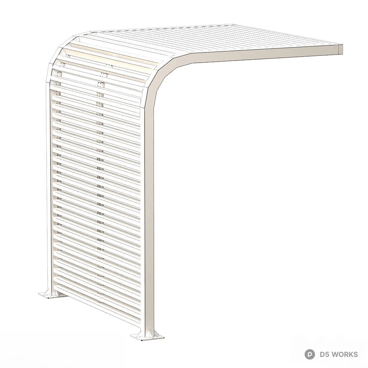 Curved Slatted Outdoor Table 3d model thumbnail 2