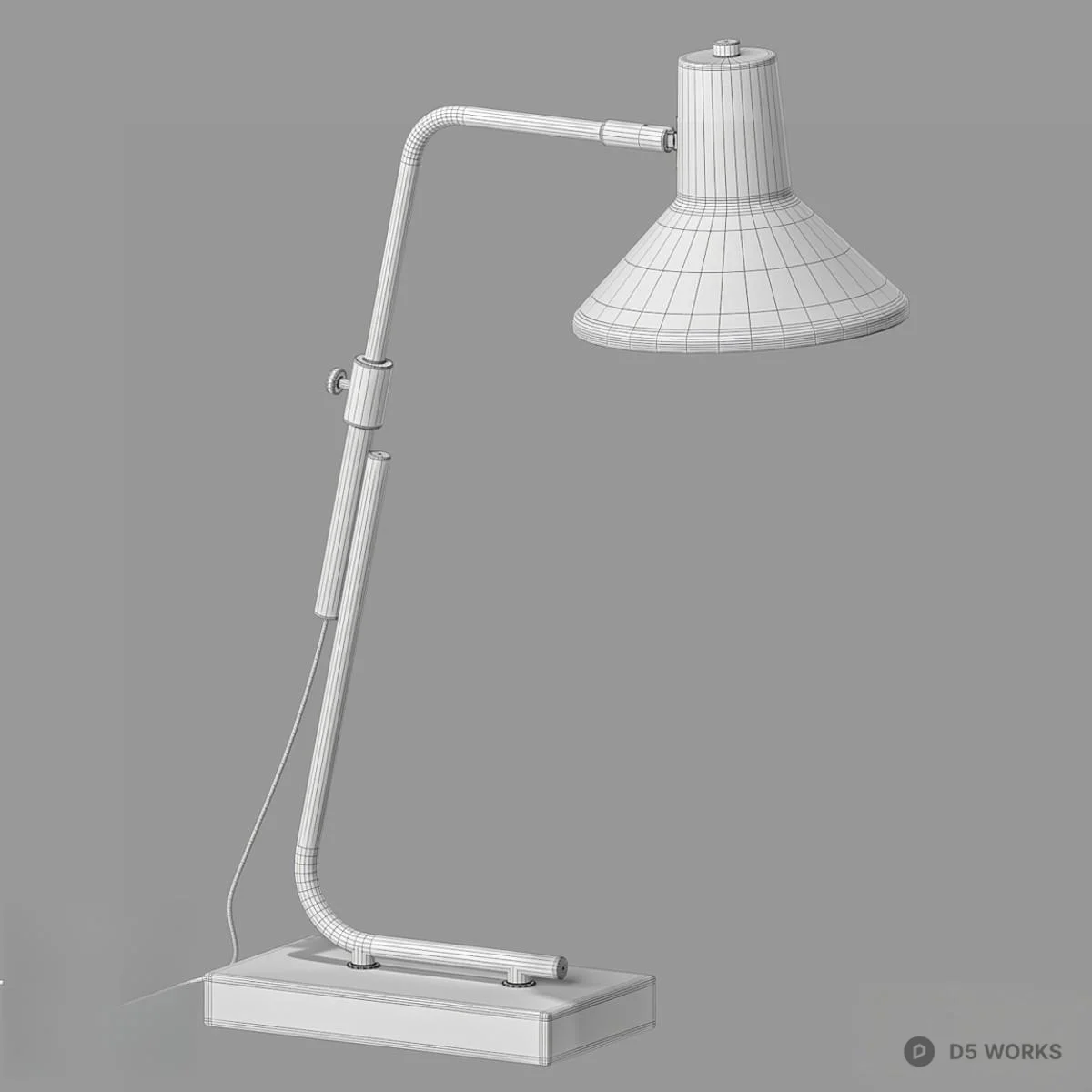 Industrial Style Marble Base Desk Lamp 3d model thumbnail 2